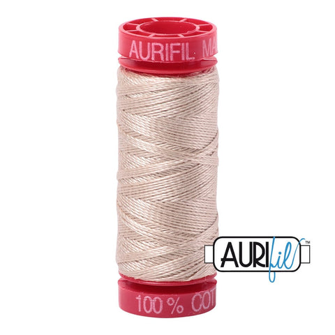 AURIFIL 2312 Ermine Beige Tan Cream Neutral MAKO 12 Weight Wt 54 Yards Spool Quilt Cotton Quilting Thread