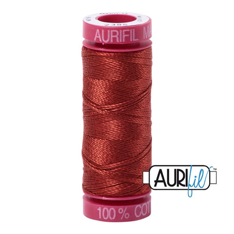 AURIFIL 2385 Terracotta Brown Rust MAKO 12 Weight Wt 54 Yards Spool Quilt Cotton Quilting Thread