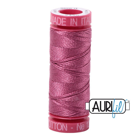 AURIFIL 2450 Rose Deep Mauve Pink MAKO 12 Weight Wt 54 Yards Spool Quilt Cotton Quilting Thread