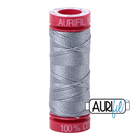 AURIFIL 2610 Light Blue Grey MAKO 12 Weight Wt 54 Yards Spool Quilt Cotton Quilting Thread