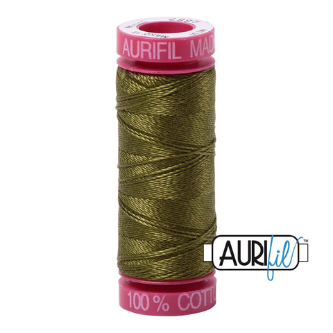 AURIFIL 2887 Very Dark Olive Green MAKO 12 Weight Wt 54 Yards Spool Quilt Cotton Quilting Thread