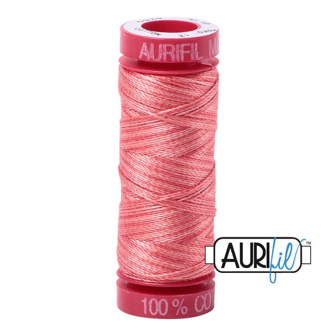 AURIFIL 4250 Flamingo Pink Peach Variegated Mako 12 Weight Wt 50 Meters 54 Yards Spool Quilt Cotton Quilting Thread