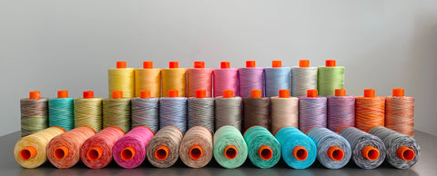 AURIFIL Variegated 4651 Bari MAKO 50 Weight Wt 1300m 1422y Pink Yellow Spool Quilt Cotton Quilting Thread