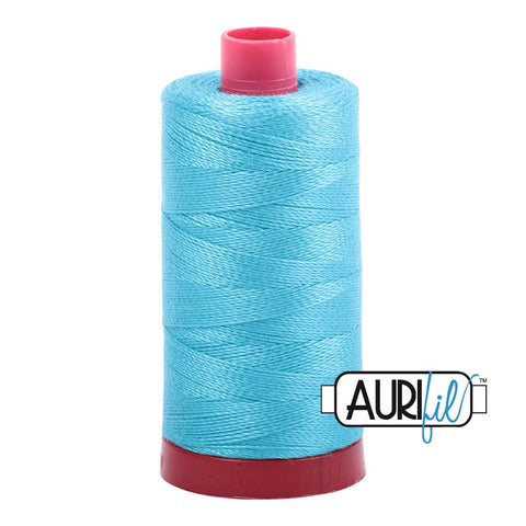 AURIFIL 5005 Bright Turquoise Blue MAKO 12 Weight Wt 350M 356Yd Spool Quilt Cotton Quilting Thread