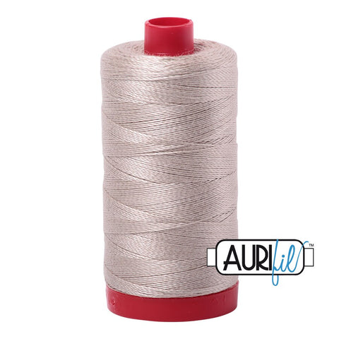 AURIFIL 6711 Pewter Beige Grey Gray MAKO 12 Weight Wt 350M 356Yd Spool Quilt Cotton Quilting Thread