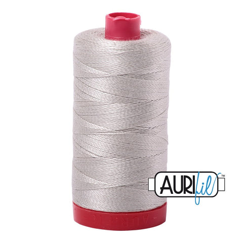 AURIFIL 6724 Moonshine Grey Gray MAKO 12 Weight Wt 350M 356Yd Spool Quilt Cotton Quilting Thread