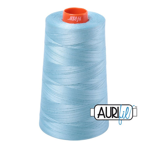 AURIFIL Cone 2805 Light Turquoise Blue Egyptian Mako Cotton 50 Weight Wt 5900 Meters 6452 Yards Quilt Cotton Quilting Thread