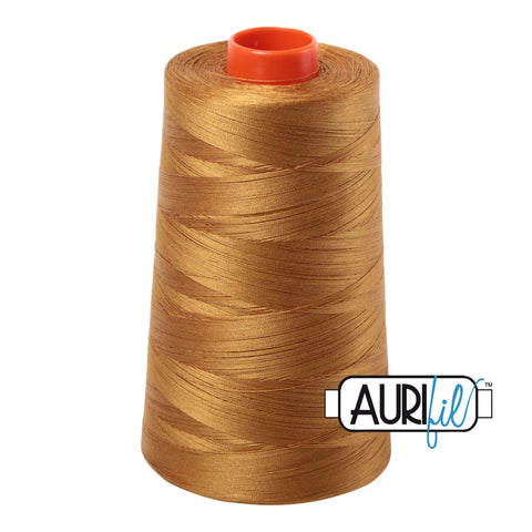 Special Order AURIFIL Cone 2975 Brass Gold Egyptian Mako Cotton 50 Weight Wt 5900 Meters 6452 Yards Quilt Cotton Quilting Thread