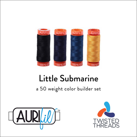 AURIFIL Little Submarine Color Builder Black Blue Gold 50 Weight 200M 220y Spool Quilt Cotton Quilting Thread Set of 4 2692 2785 2783 2140