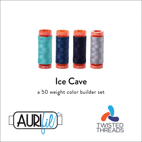 AURIFIL Ice Cave Color Builder Black Blue Gold 50 Weight 200M 220y Spool Quilt Cotton Quilting Thread Set of 4 1148 2783 2785 2606