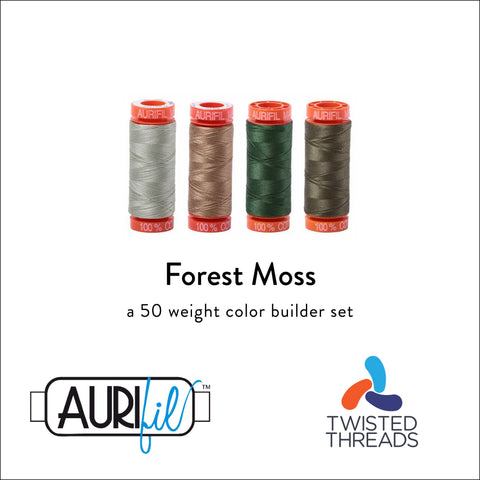 AURIFIL Forest Moss Color Builder Black Blue Gold 50 Weight 200M 220y Spool Quilt Cotton Quilting Thread Set of 4 2902 6010 2892 2905