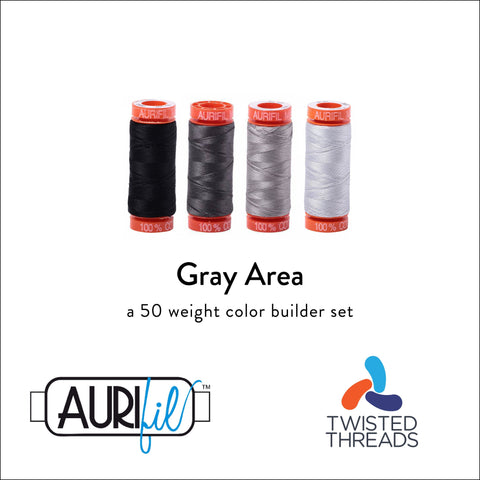 AURIFIL Gray Area Color Builder Black Grey Gray 50 Weight 200M 220y Spool Quilt Cotton Quilting Thread Set of 4 2692 2630 2620 2600