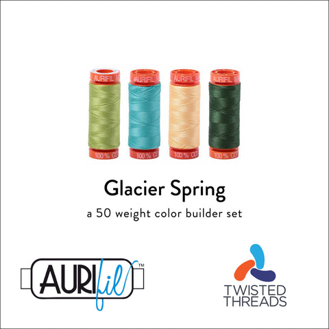 AURIFIL Glacier Spring Color Builder Teal Green Yellow 50 Weight 200M 220y Spool Quilt Cotton Quilting Thread Set of 4 1231 1148 2130 2892