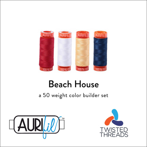 AURIFIL Beach House Color Builder Red White Blue Yellow 50 Weight 200M 220y Spool Quilt Cotton Quilting Thread Set of 4 2250 2024 2130 2783