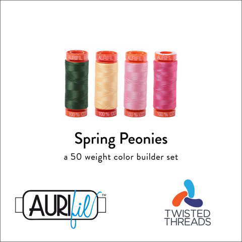 AURIFIL Spring Peonies Color Builder Pink Green Yellow 50 Weight 200M 220y Spool Quilt Cotton Quilting Thread Set of 4 2892 2130 2425 2530