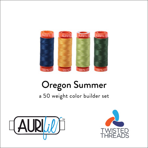 AURIFIL Oregon Summer Color Builder Teal Green Yellow 50 Weight 200M 220y Spool Quilt Cotton Quilting Thread Set of 4 2783, 2140, 1231, 2892