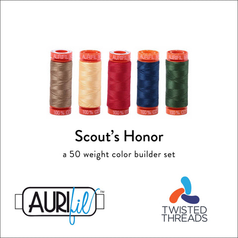 AURIFIL Scouts Honor Color Builder Grey Blue Red 50 Weight 200M 220y Spool Quilt Cotton Quilting Thread Set of 5 6010 2130 2250 2783 2892