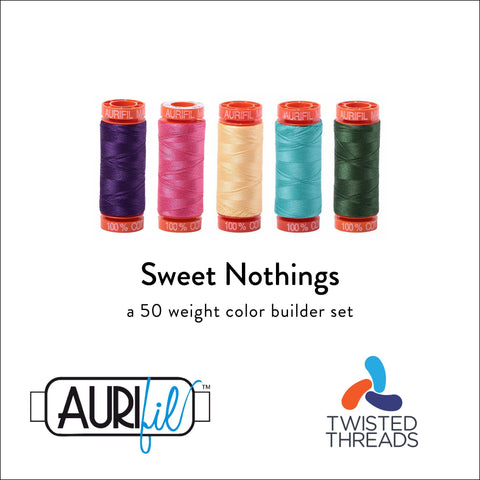 AURIFIL Sweet Nothings Color Builder Pink Green Teal 50 Weight 200M 220 Spool Quilt Cotton Quilting Thread Set of 5 2545 2530 2130 1148 2892