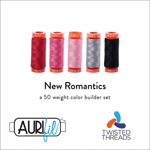 AURIFIL New Romantics Color Builder Pink Red Grey 50 Weight 200M 220Y Spool Quilt Cotton Quilting Thread Set of 5 2250 2530 2425 2606 2692