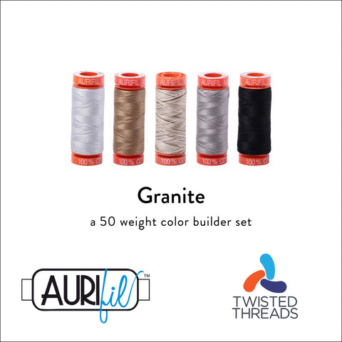 AURIFIL Granite Color Builder Tan Black Grey 50 Weight 200M 220Y Spool Quilt Cotton Quilting Thread Set of 5 2600 6010 4667 2620 2692